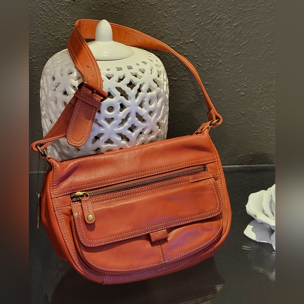 Fossil Burnt Orange Leather Shoulder Bag